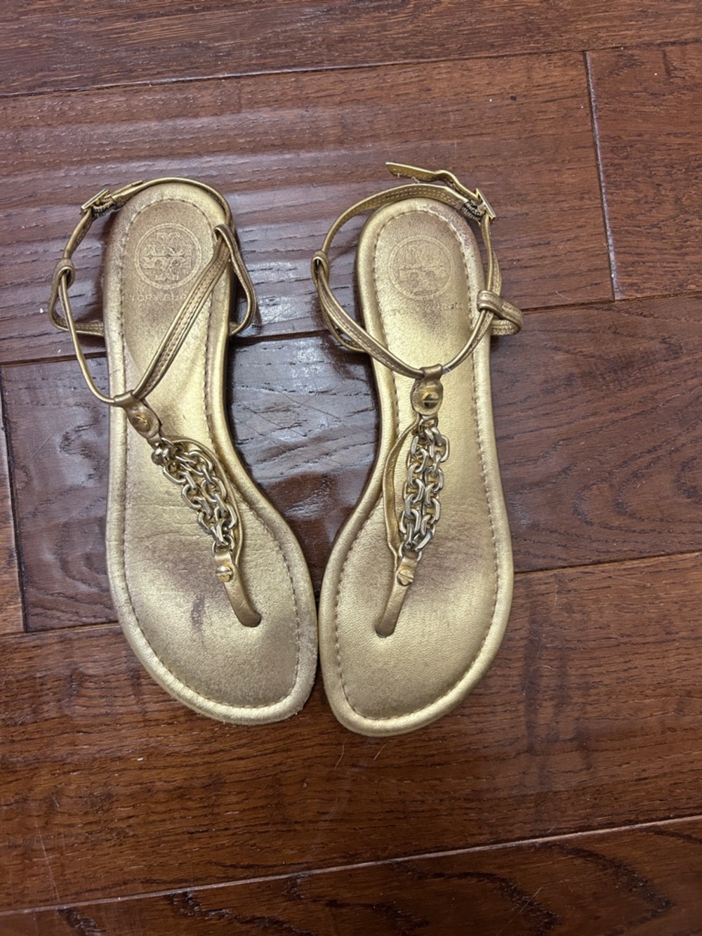 Tory Burch Gold Chain T-Strap Women's Sandals